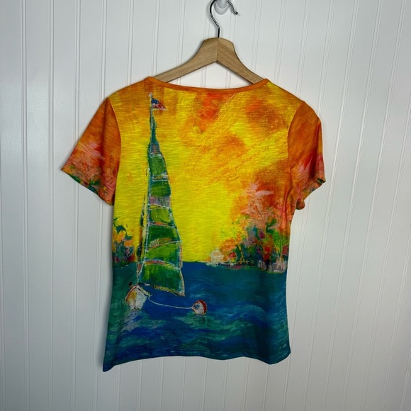 Leoma Lovegrove Top Petite Small Sailboat Beach Coastal Nautical - Picture 5 of 5